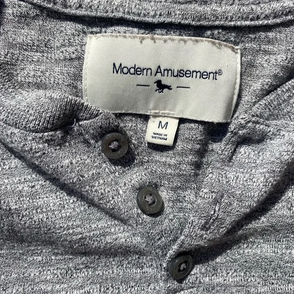 Men’s Gray and Navy Henley Shirt - Picture 2 of 5